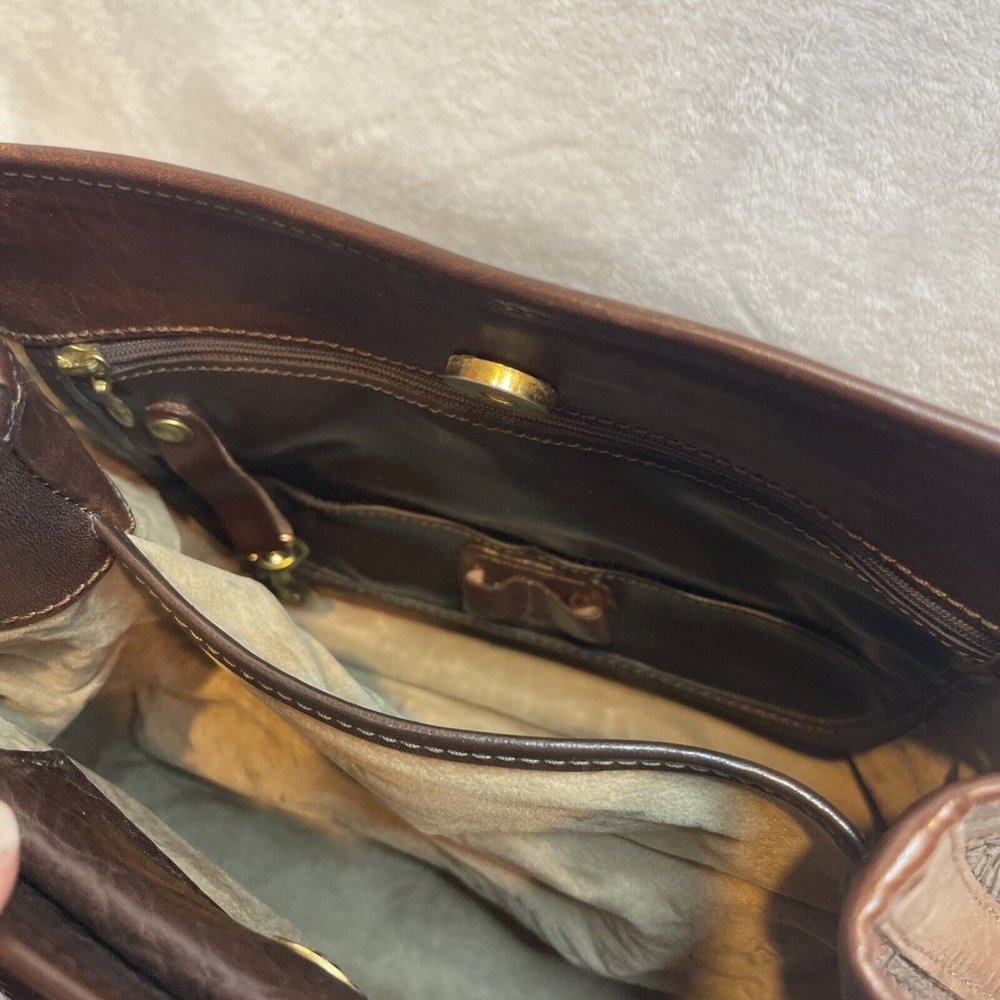 Brahmin Vintage Woven Leather Cognac Brown Shoulder Bucket Bag - VGUC - Picture 7 of 12